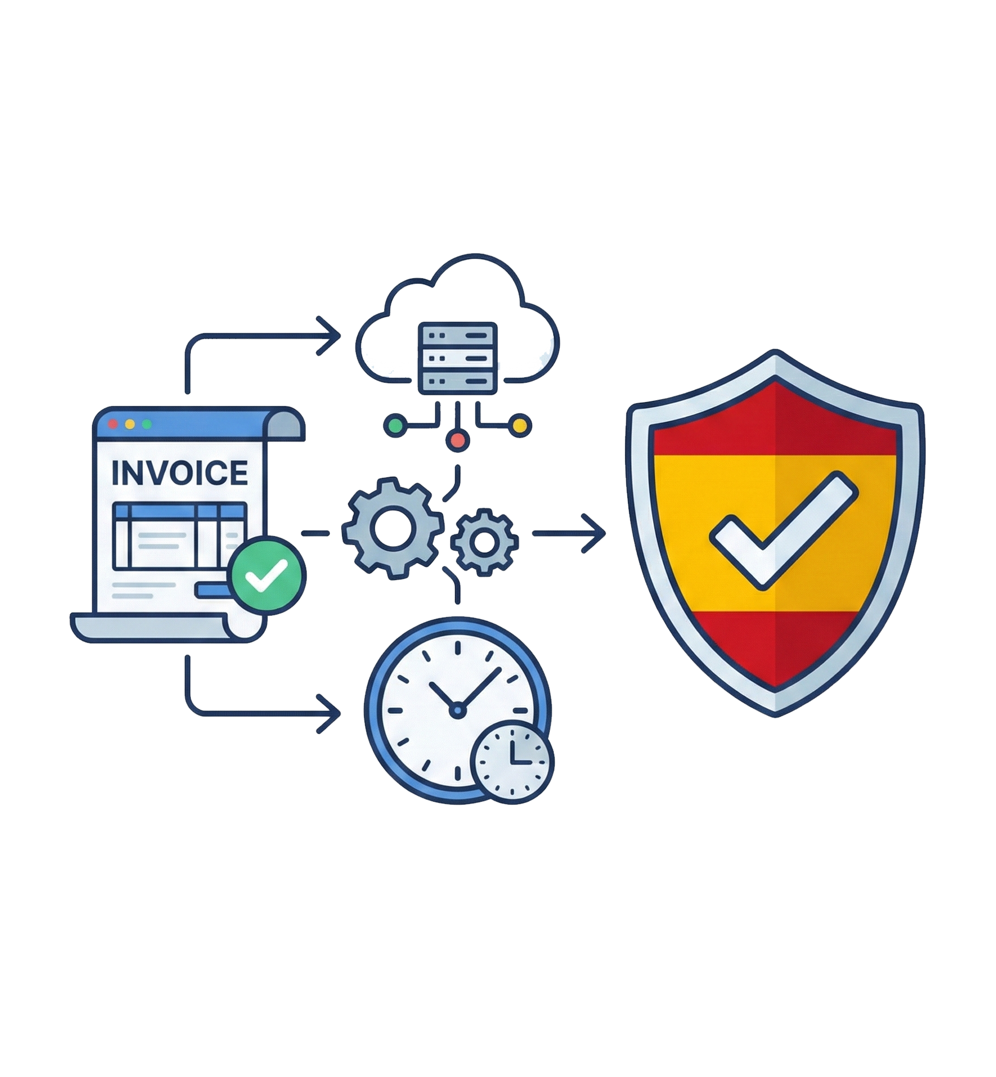 Cumplimiento legal automático - Verifactu, facturación electrónica y control horario conforme a la normativa española